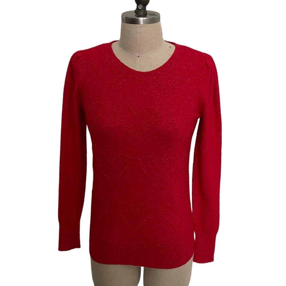 LOFT Red Sweater with Heart Detail Size XS